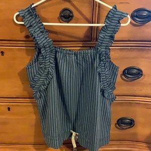 Sleeveless shirt in vertical stripes